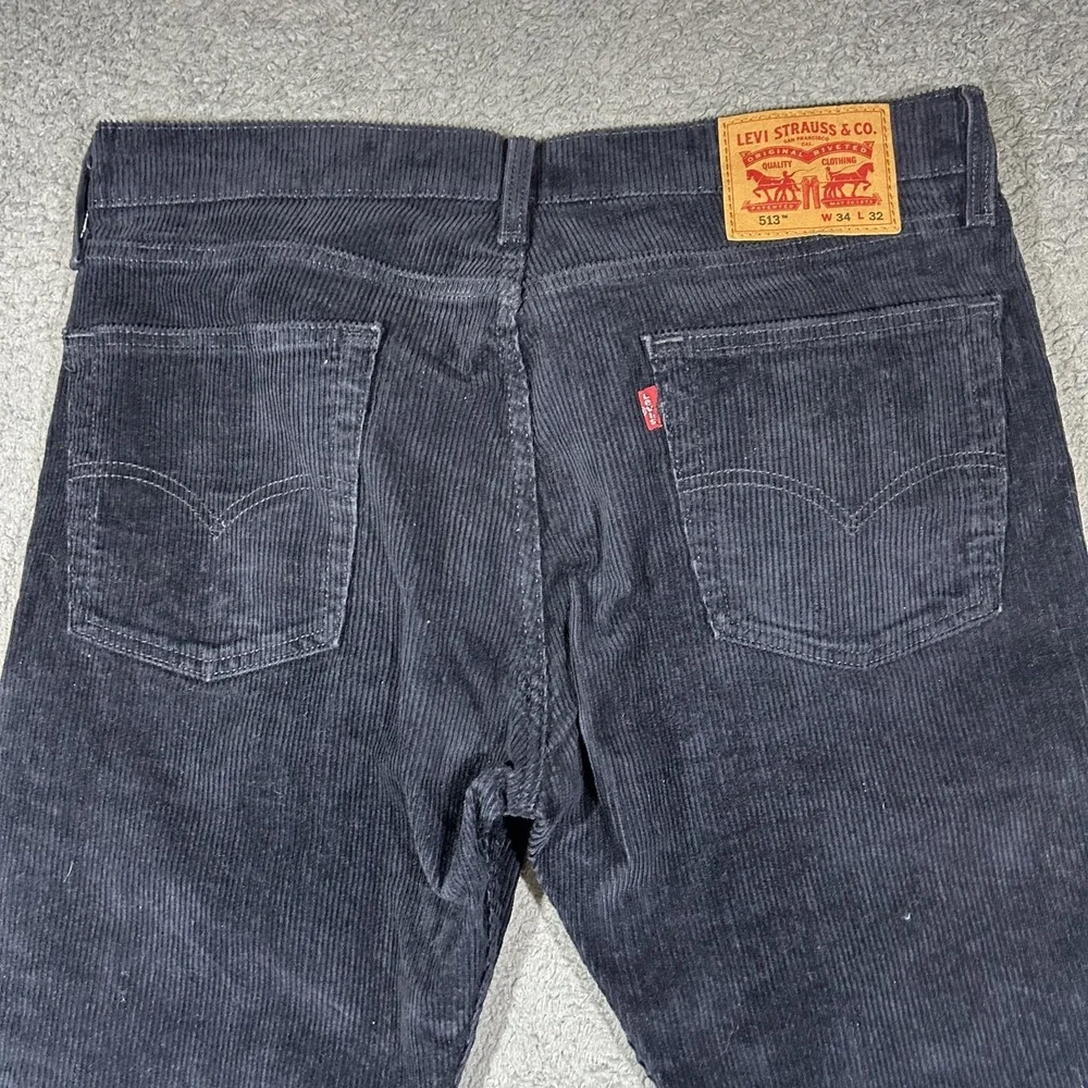 Levis 513 Slim Straight Mens Black Denim Jeans 34x32 Casual Everyday Pants #3310
